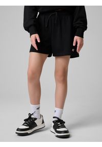 4f - 4F Spodenki dresowe dziewczęce - czarne 140 (9-10 lat). Kolor: czarny. Materiał: dresówka. Sezon: lato #2