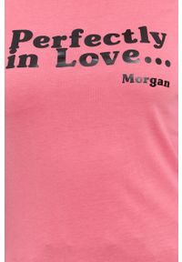Morgan t-shirt damski kolor różowy. Kolor: różowy. Materiał: bawełna, dzianina. Długość rękawa: krótki rękaw. Długość: krótkie. Wzór: nadruk #4