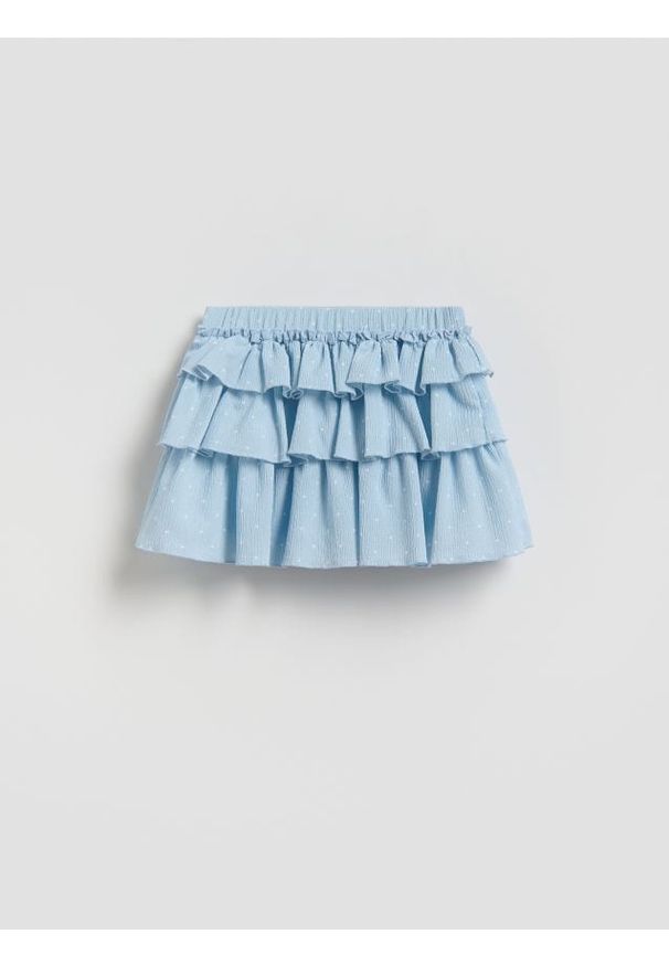 Reserved - Wzorzyste spódnico-szorty - jasnoniebieski. Kolor: niebieski. Materiał: dzianina