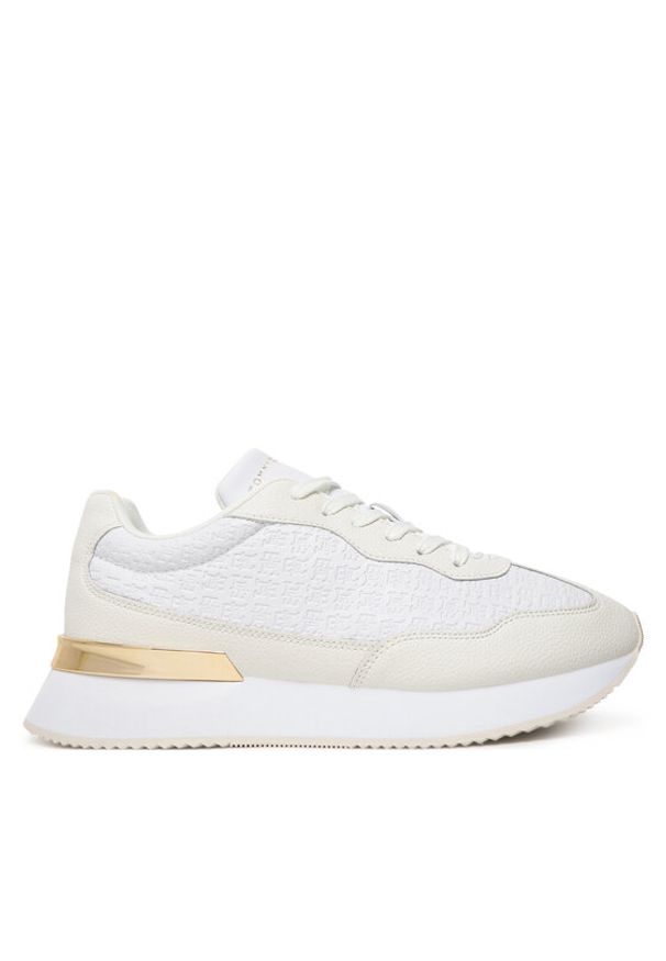 TOMMY HILFIGER - Tommy Hilfiger Sneakersy Th Chic Monogram Runner FW0FW09464 Biały. Kolor: biały. Materiał: skóra