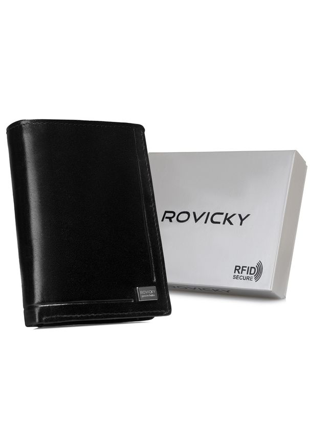 ROVICKY - Portfel skórzany Rovicky CPR-125-BAR czarny. Kolor: czarny. Materiał: skóra