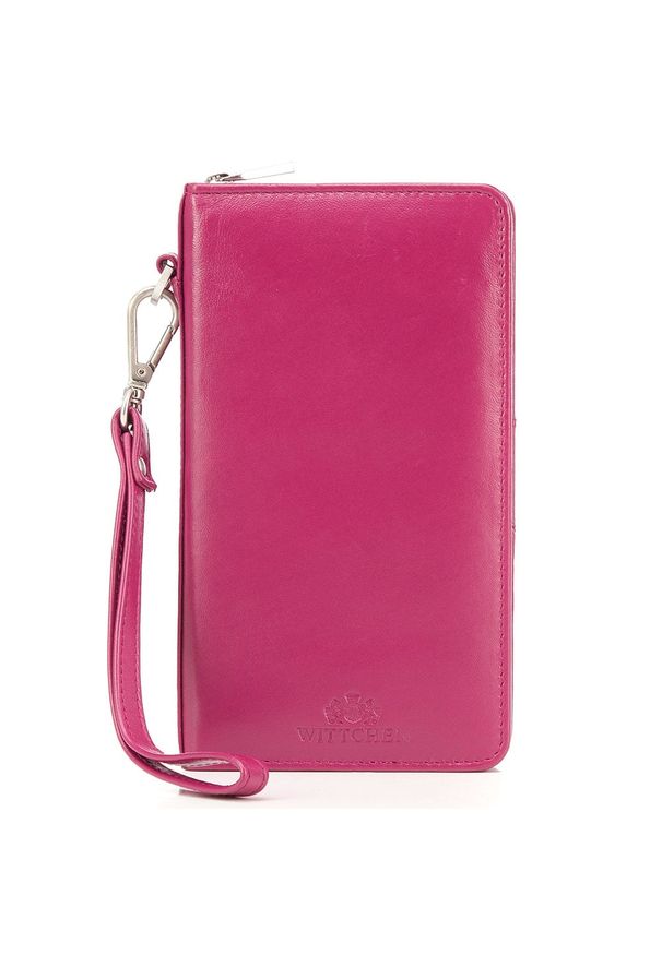 Wittchen - Damski portfel skórzany z kieszenią na telefon różowy. Kolor: różowy. Materiał: skóra
