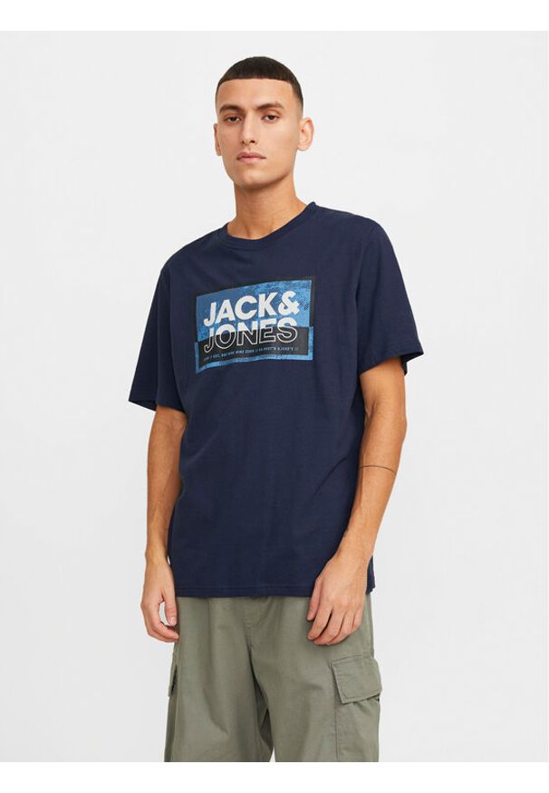 Jack & Jones - Jack&Jones T-Shirt Logan 12253442 Granatowy Standard Fit. Kolor: niebieski. Materiał: bawełna