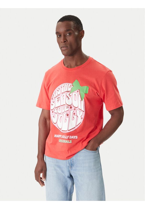 Jack & Jones T-Shirt Holiday Cartoon 12287550 Czerwony Relaxed Fit. Kolor: czerwony. Materiał: bawełna