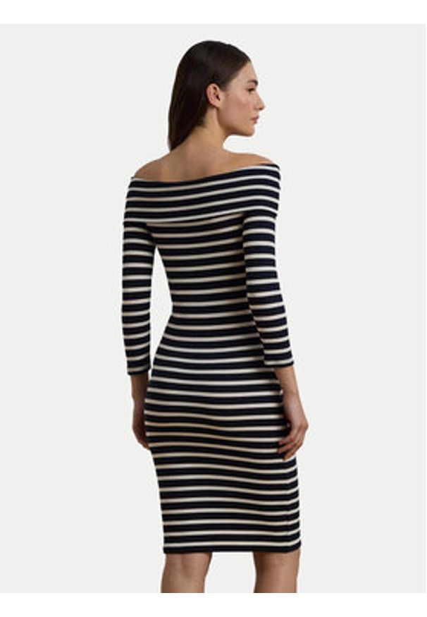 Lauren Ralph Lauren - LAUREN RALPH LAUREN Sukienka codzienna 250957718001 Granatowy Slim Fit. Okazja: na co dzień. Kolor: niebieski. Materiał: bawełna. Typ sukienki: proste. Styl: casual