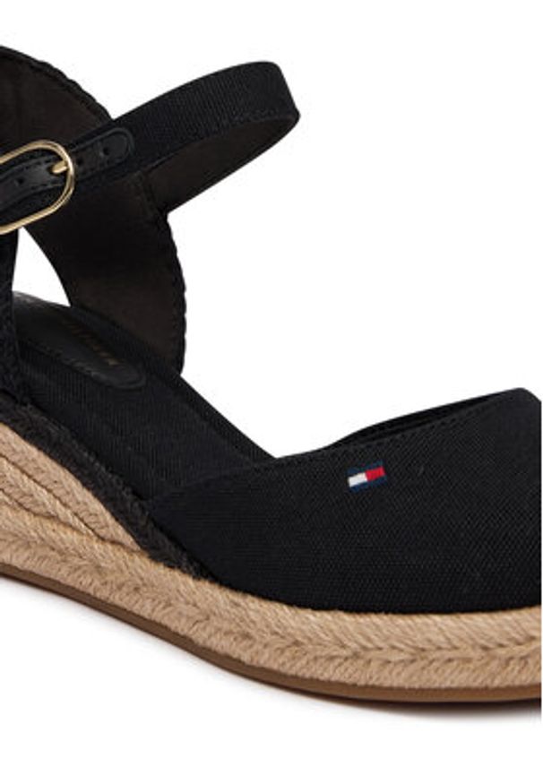 TOMMY HILFIGER - Tommy Hilfiger Espadryle Mid Wedge Espad Closed Toe FW0FW09233 Czarny. Kolor: czarny. Materiał: materiał