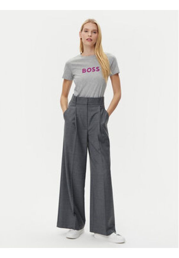 BOSS T-Shirt C_Elogo_5 50501139 Szary Regular Fit. Kolor: szary. Materiał: bawełna