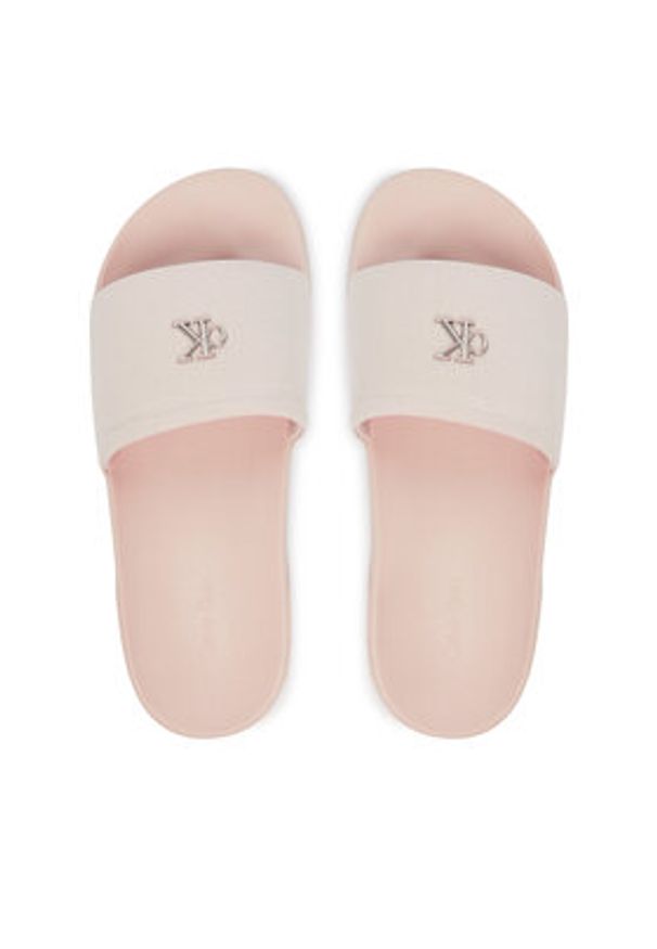 Calvin Klein Klapki Ess Slide Canvas Hdw HW0HW02960 Beżowy. Kolor: beżowy. Materiał: materiał
