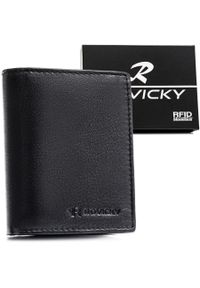 ROVICKY - Cienki, pionowy portfel męski ze skóry naturalnej w czarnym kolorze - Rovicky. Kolor: czarny. Materiał: skóra #1