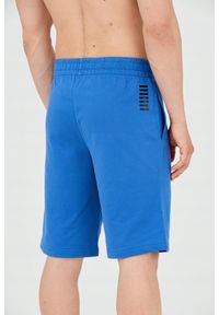 EA7 Emporio Armani - EA7 Niebieskie shorty męskie z małym logo, Rozmiar L. Kolor: niebieski. Materiał: bawełna. Długość: krótkie #6