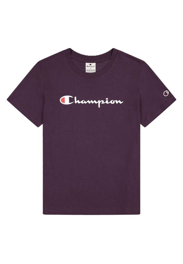 Champion - T-shirt Damski Z Bawełny Z Krótkim Rękawem. Kolor: fioletowy. Materiał: bawełna. Długość rękawa: krótki rękaw. Długość: krótkie