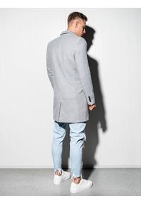 Ombre Clothing - Płaszcz męski klasyczny jednorzędowy - jasnoszary V4 C432 - XXL. Kolor: szary. Materiał: poliester. Sezon: wiosna. Styl: klasyczny #4