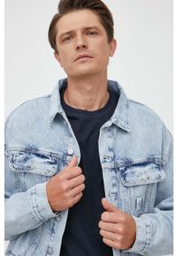 Calvin Klein Jeans kurtka jeansowa męska kolor niebieski przejściowa oversize. Kolor: niebieski. Materiał: bawełna, denim #7