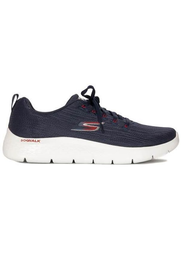 skechers - Buty do chodzenia męskie Skechers 216481NVRD. Zapięcie: sznurówki. Kolor: niebieski. Materiał: materiał, syntetyk, tkanina. Szerokość cholewki: normalna. Sport: turystyka piesza