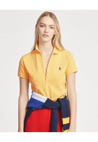 Ralph Lauren - RALPH LAUREN - Koszulka Polo Slim Fit. Typ kołnierza: polo. Kolor: żółty. Materiał: bawełna, materiał. Wzór: aplikacja, haft #1
