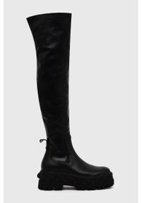 Kurt Geiger London kozaki London Otk Stretch damskie kolor czarny na platformie 9353500109. Nosek buta: okrągły. Kolor: czarny. Szerokość cholewki: normalna. Obcas: na platformie. Wysokość obcasa: średni #1