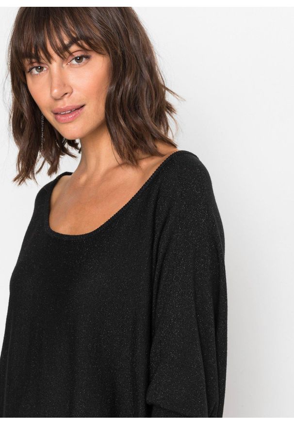 bonprix - Sukienka dzianinowa z połyskiem. Kolor: czarny. Materiał: dzianina. Styl: elegancki