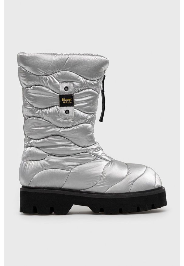 Blauer śniegowce Elsie kolor srebrny. Nosek buta: okrągły. Kolor: srebrny. Materiał: skóra, guma. Obcas: na platformie