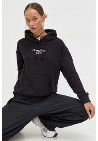Tommy Jeans bluza damska kolor czarny z kapturem z nadrukiem. Typ kołnierza: kaptur. Kolor: czarny. Wzór: nadruk