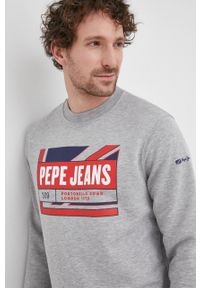 Pepe Jeans bluza Dev męska kolor szary melanżowa. Kolor: szary. Materiał: dzianina. Wzór: melanż #3
