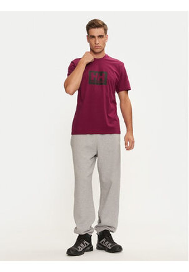 Helly Hansen T-Shirt HH Box 53285 Fioletowy Regular Fit. Kolor: fioletowy. Materiał: bawełna