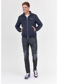 Armani Exchange - ARMANI EXCHANGE Granatowa puchowa kurtka przejściowa męska, Rozmiar S. Kolor: niebieski. Materiał: puch