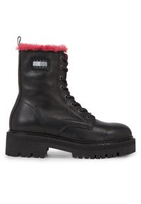 Tommy Jeans Botki Tjw W Urban Boot Smooth Ltr Wl EN0EN02402 Czarny. Kolor: czarny. Materiał: skóra