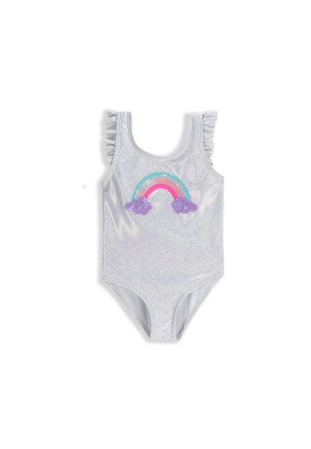 Strój jednoczęściowy pływacki dziecięcy Lemon Explore WL5 z falbanką. Kolor: szary. Materiał: poliester, elastan