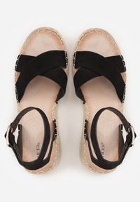 Renee - Czarne Sandały z Plecionki w Stylu Boho VICES z Paskami w Kształcie X Nahmala. Okazja: na co dzień. Zapięcie: pasek. Kolor: czarny. Wzór: paski, aplikacja. Sezon: lato. Styl: boho #9