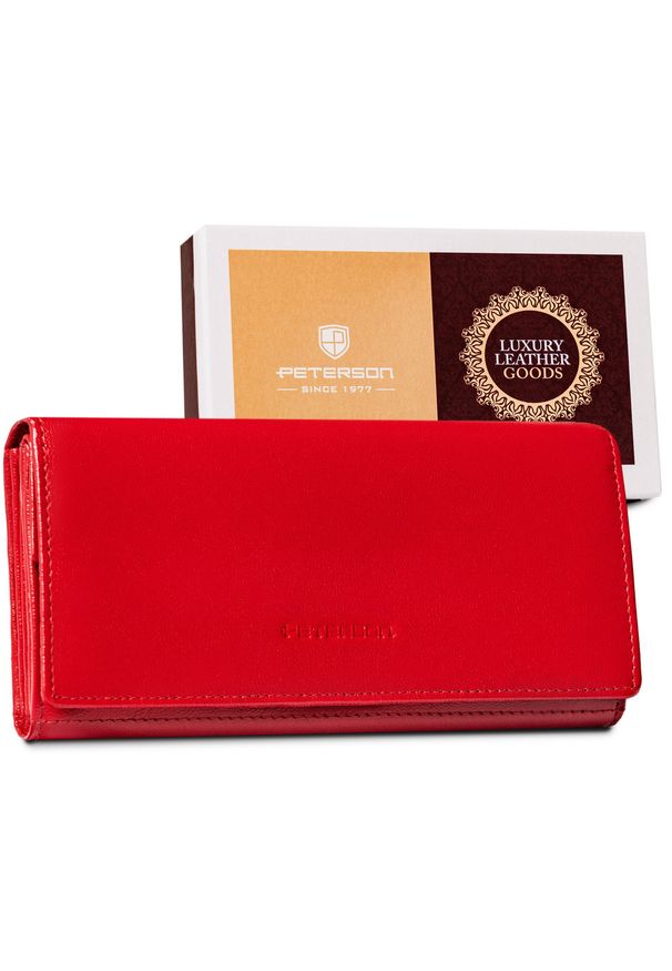 Peterson portfel skórzany PTN RD-32-GCL RED czerwony. Kolor: czerwony. Materiał: skóra