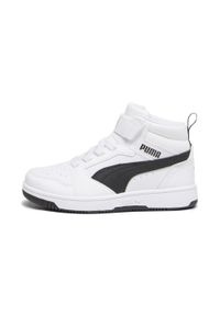 Puma - Dziecięce sneakersy Rebound V6 Mid PUMA White Black. Kolor: biały, czarny, wielokolorowy