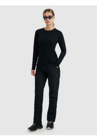 4f - 4F Longsleeve trekkingowy szybkoschnący z wełną merino damski - czarny M. Kolor: czarny. Materiał: wełna. Długość rękawa: długi rękaw