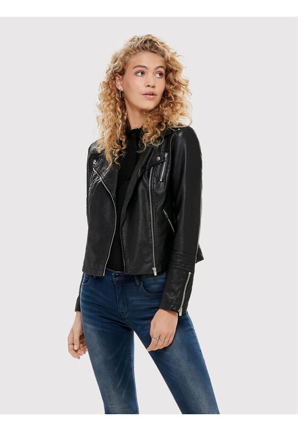 only - ONLY Kurtka z imitacji skóry Gemma 15153079 Czarny Regular Fit. Kolor: czarny. Materiał: skóra, wiskoza