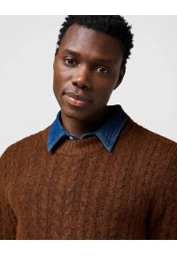 Wrangler - MESKI SWETER WRANGLER CABLE KNIT SWEATER MAHOGANY HEATHER 112371665 #3