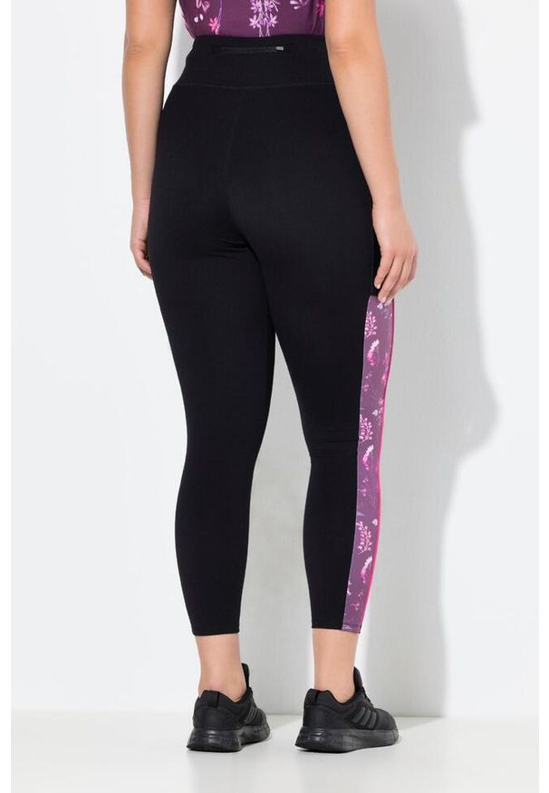 ULLA POPKEN - Damskie Legginsy sportowe wąska nogawka kieszenie materiał z recyklingu. Kolekcja: plus size. Kolor: czarny. Materiał: poliamid, materiał, elastan