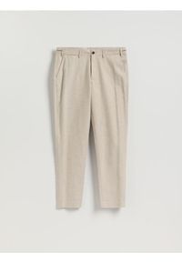 Reserved - Spodnie chino slim fit - beżowy. Kolor: beżowy. Materiał: tkanina, bawełna