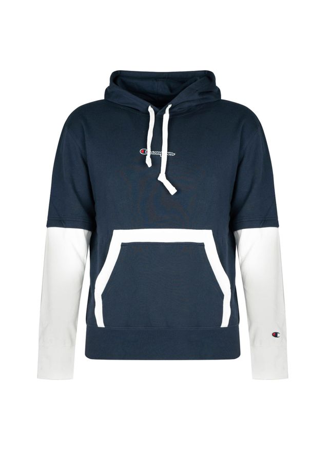 Champion Bluza Hoodie | 215283 | Mężczyzna | Biały, Granatowy. Okazja: na co dzień. Kolor: niebieski, biały, wielokolorowy. Materiał: bawełna. Wzór: aplikacja. Styl: casual