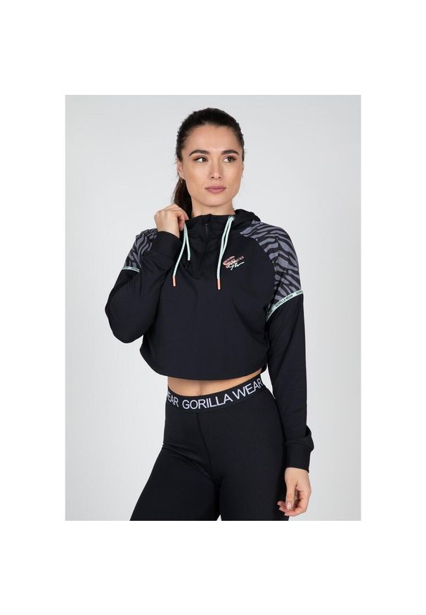 GORILLA WEAR - Zion Cropped Bluza z kapturem - Czarny. Typ kołnierza: kaptur. Kolor: czarny. Materiał: polar. Sezon: zima. Sport: fitness