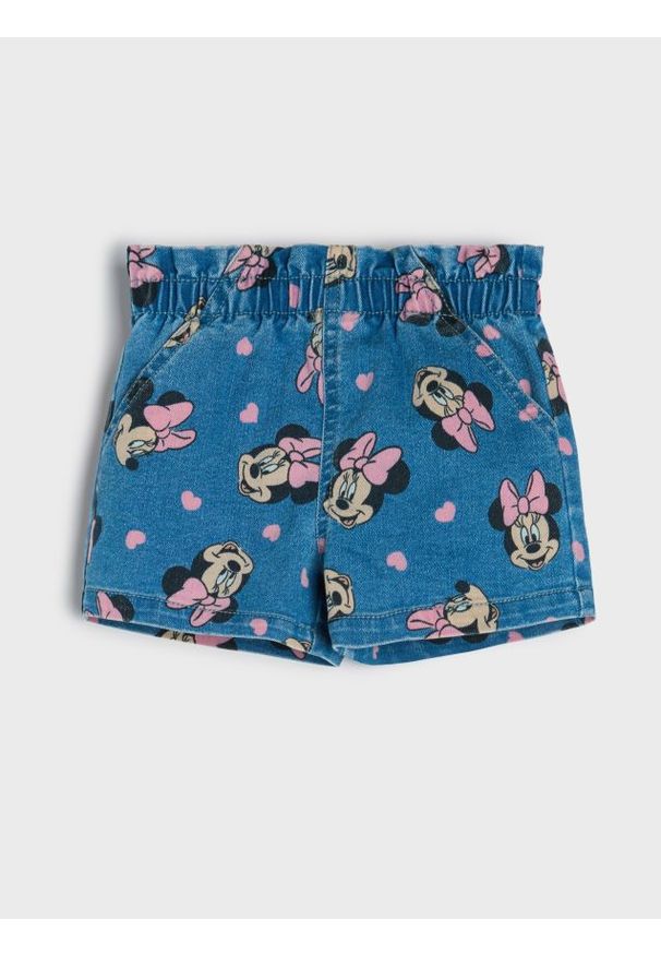 Sinsay - Szorty ze wzorkiem Minnie Mouse - niebieski. Kolor: niebieski. Wzór: motyw z bajki