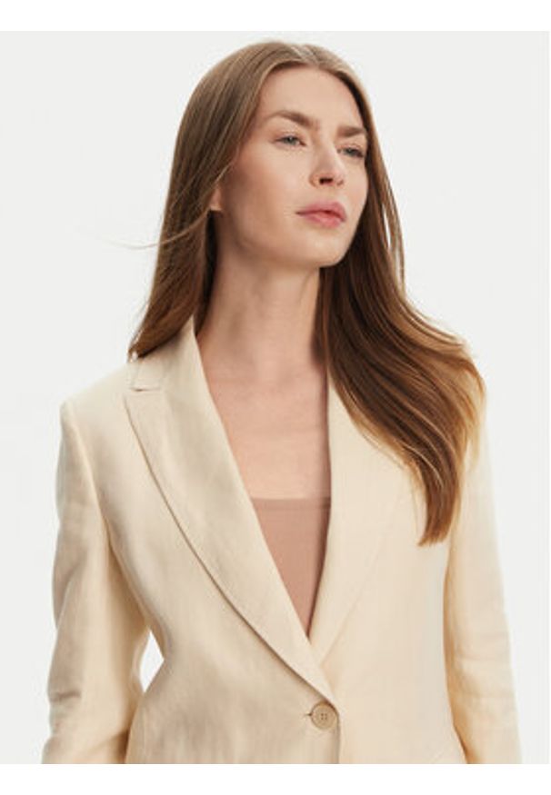 Weekend Max Mara Marynarka Nalut 2515041012 Écru Regular Fit. Kolor: kremowy. Materiał: len
