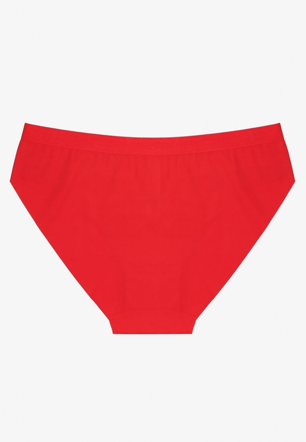 Renee - Czerwone Majtki Bezszwowe Ozdobione Geometrycznym Wzorem Navlinne. Kolor: czerwony. Materiał: jeans. Wzór: geometria, aplikacja