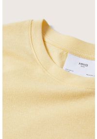 Mango Man t-shirt z domieszką lnu Circo kolor żółty gładki. Kolor: żółty. Materiał: len. Wzór: gładki