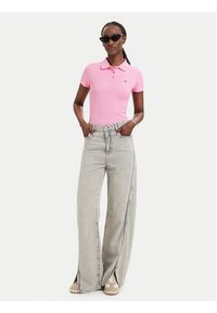 Tommy Jeans Polo DW0DW22327 Różowy jasny Slim Fit. Typ kołnierza: polo. Kolor: różowy. Materiał: bawełna #4