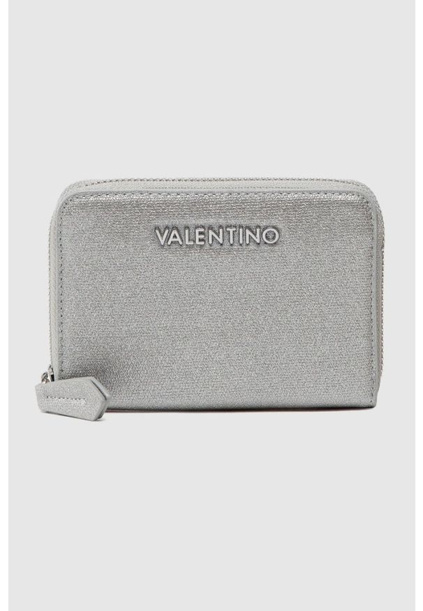 Valentino by Mario Valentino - VALENTINO Zestaw srebrny portfel damski z lusterkiem. Kolor: srebrny. Materiał: skóra