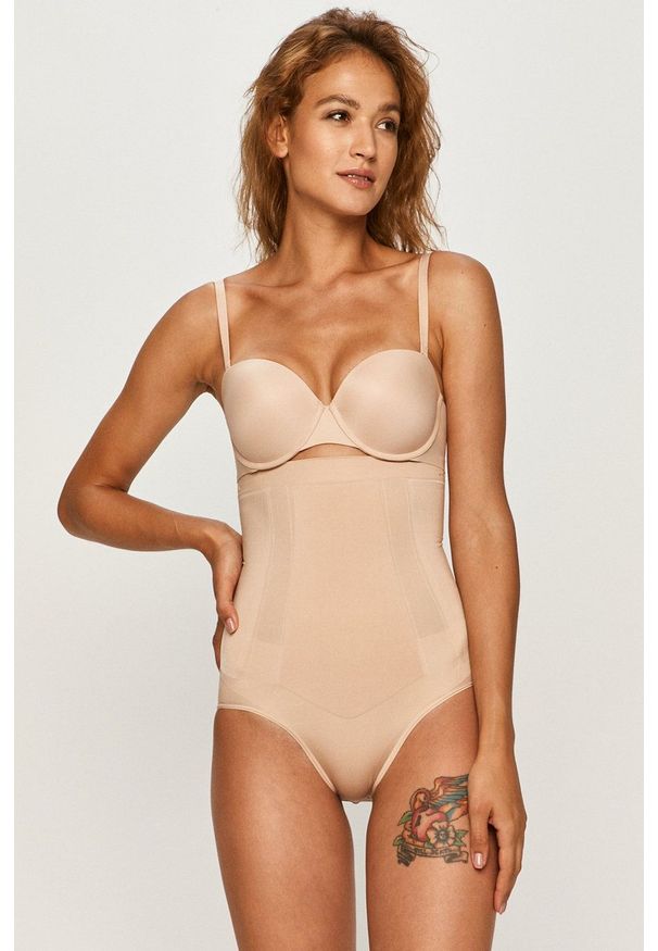 Spanx - Figi modelujące Oncore High-Waist. Stan: podwyższony. Kolor: beżowy. Materiał: tkanina. Wzór: gładki