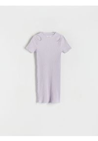 Reserved - Sukienka z wycięciami - lawendowy. Kolor: fioletowy. Materiał: dzianina, bawełna