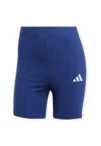 Adidas - Szorty Essentials 3-Stripes High Waisted Biker. Kolor: biały, wielokolorowy, niebieski. Materiał: bawełna. Sport: kolarstwo
