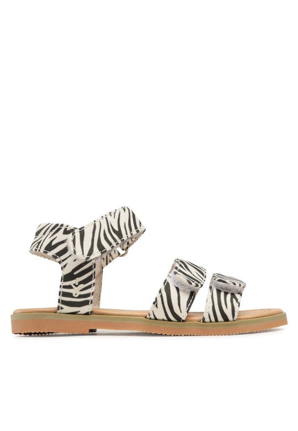 EMU Australia Sandały Zebra K12678 Biały. Kolor: biały. Materiał: skóra, zamsz. Wzór: motyw zwierzęcy