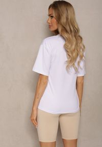 Renee - Beżowo-Biały Komplet Dresowy Koszulka z Krótkim Rękawem Krótkie Kolarki Tiimawin. Kolor: beżowy. Materiał: dresówka #4