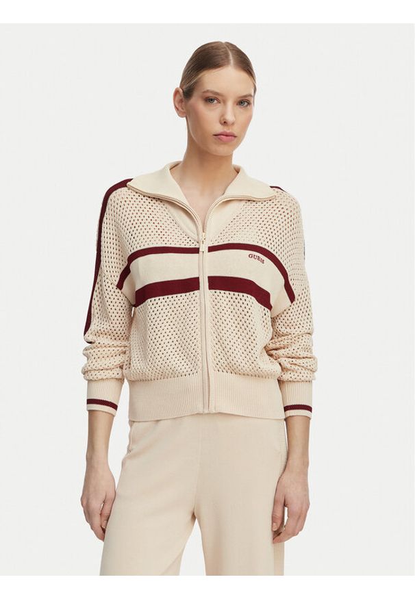 Guess Bluza V6GR08 Z0729 Beżowy Regular Fit. Kolor: beżowy. Materiał: syntetyk